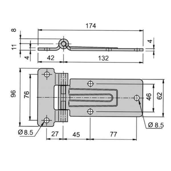 Straight hinge stainless small - Image 2